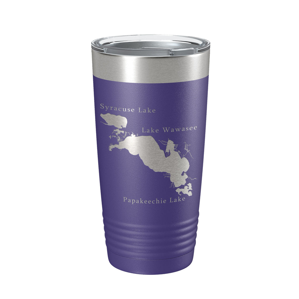 Lakes Wawasee Syracuse & Papakeechie Map Tumbler Travel Mug Insulated Laser Engraved Coffee Cup Indiana 20 oz