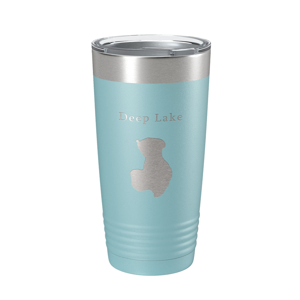 Deep Lake Map Tumbler Travel Mug Insulated Laser Engraved Coffee Cup Illinois 20 oz