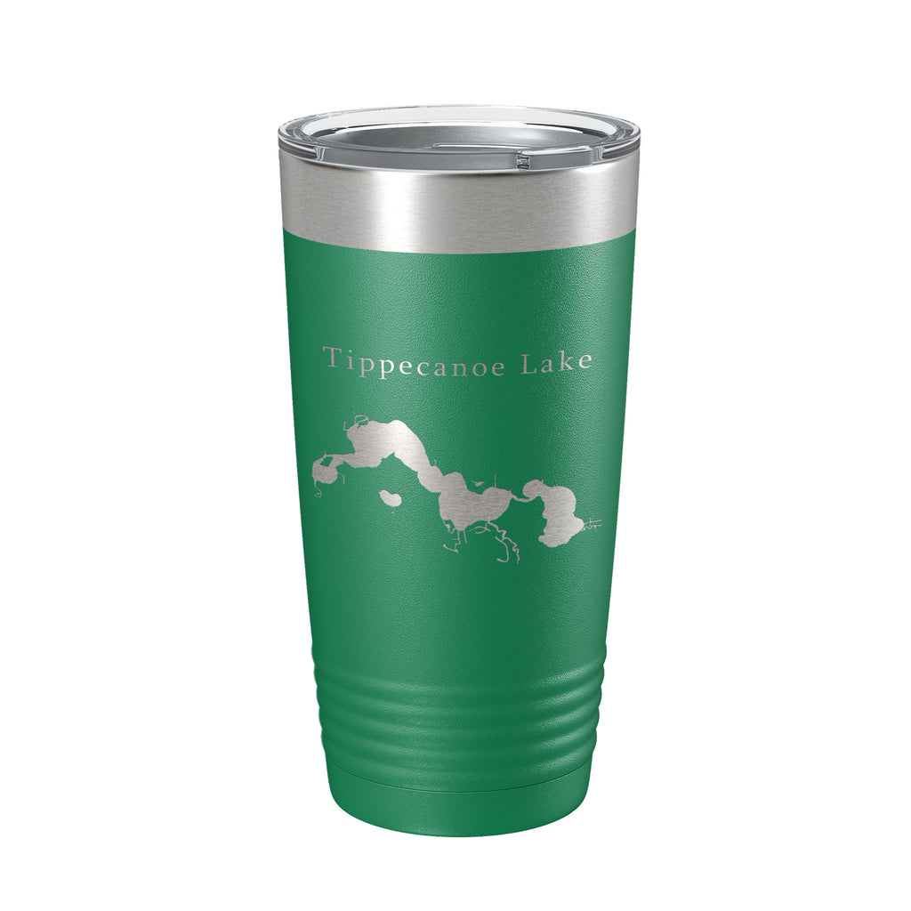 Tippecanoe Lake Map Tumbler Travel Mug Insulated Laser Engraved Coffee Cup Indiana 20 oz