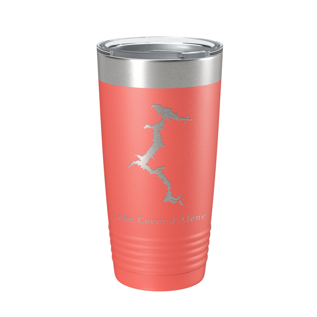 Lake Coeur d'Alene Map Tumbler Travel Mug Insulated Laser Engraved Coffee Cup Idaho 20 oz