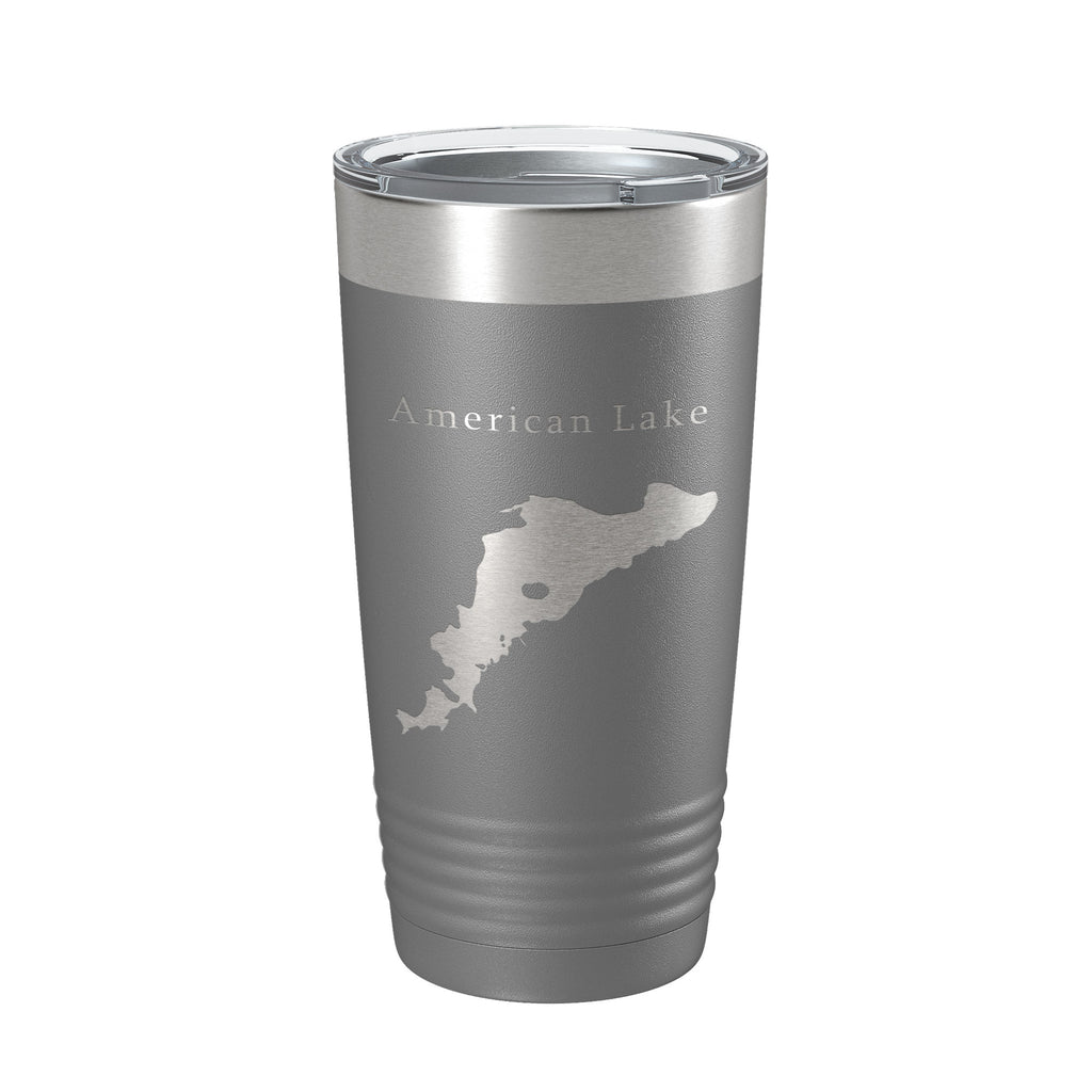 American Lake Map Tumbler Travel Mug Insulated Laser Engraved Coffee Cup Washington 20 oz