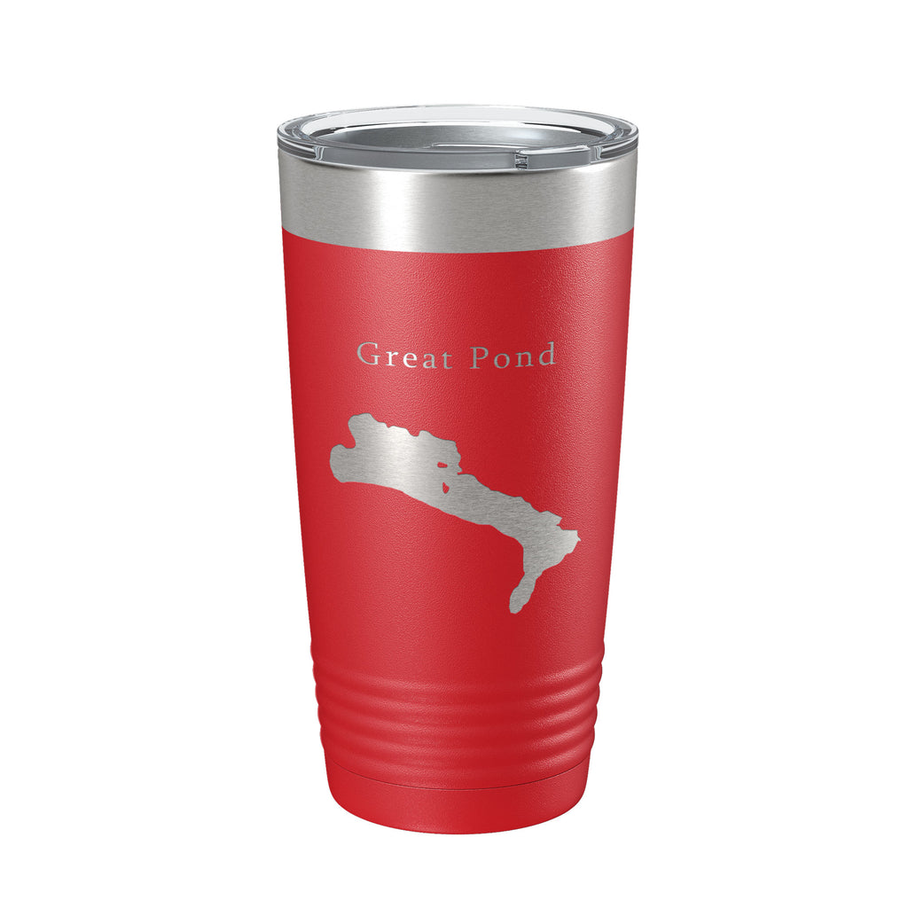 Great Pond Tumbler Lake Map Travel Mug Insulated Laser Engraved Coffee Cup Maine 20 oz