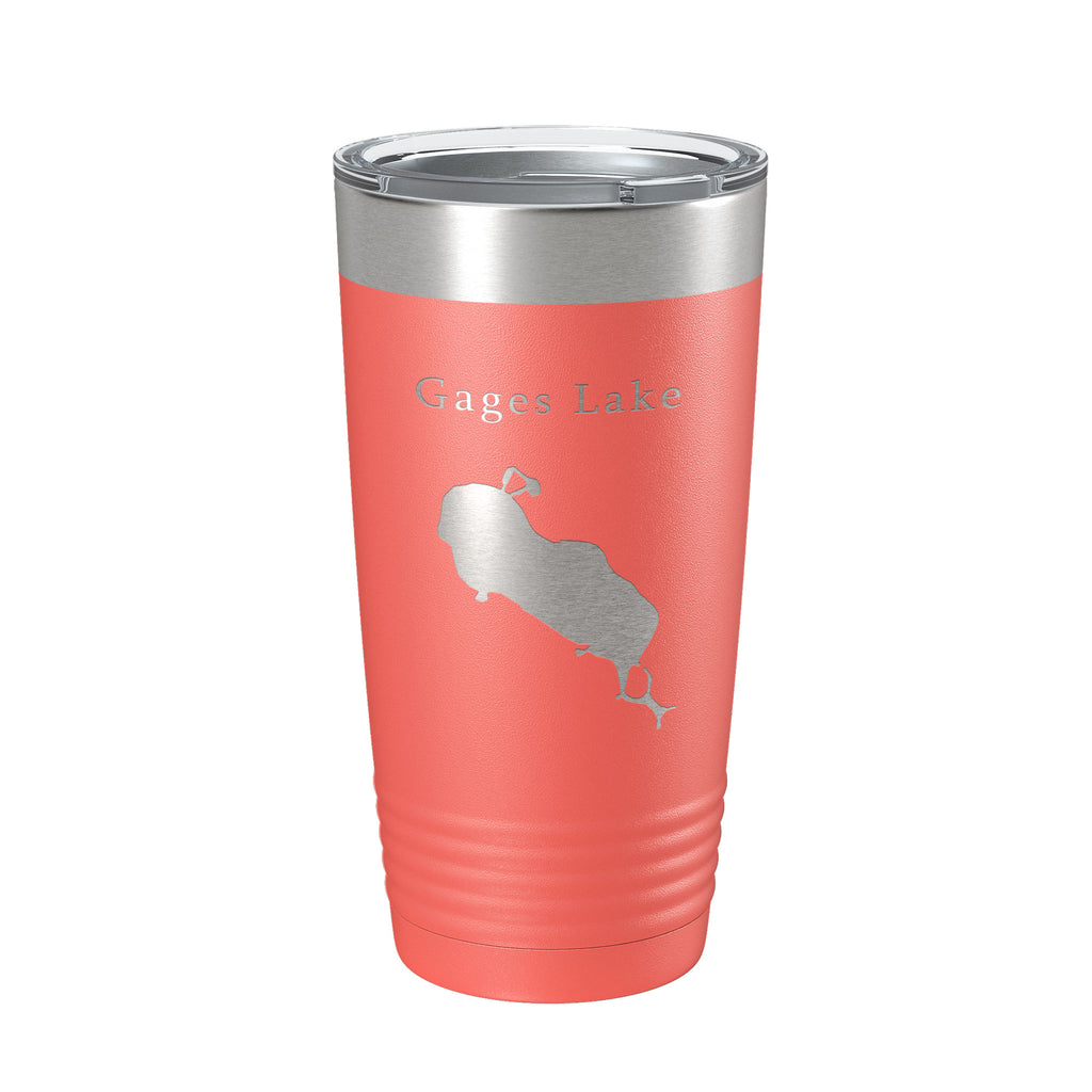 Gages Lake Map Tumbler Travel Mug Insulated Laser Engraved Coffee Cup Illinois 20 oz