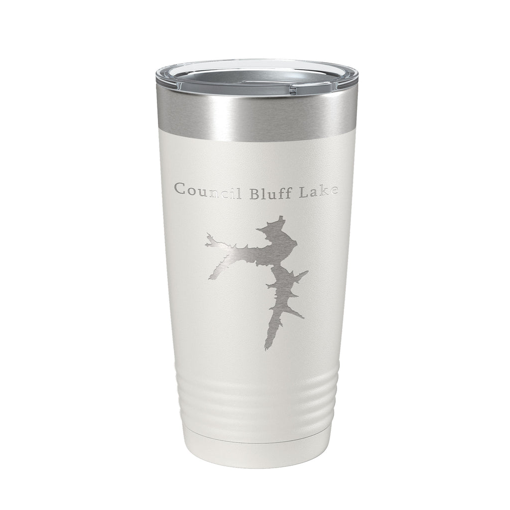 Council Bluff Lake Map Tumbler Travel Mug Insulated Laser Engraved Coffee Cup Missouri 20 oz