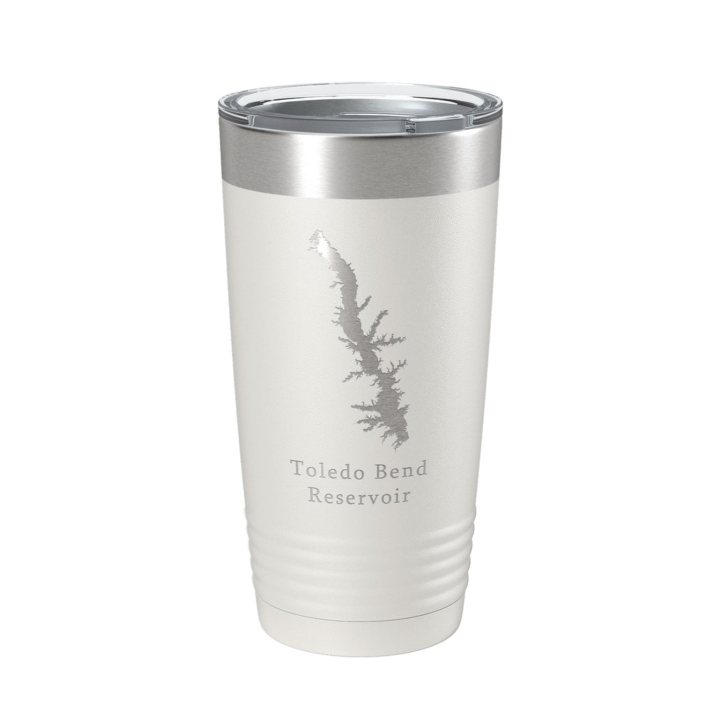 Toledo Bend Reservoir Tumbler Lake Map Travel Mug Insulated Laser Engraved Coffee Cup Louisiana Texas 20 oz