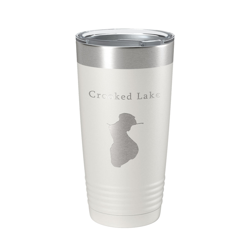 Crooked Lake Map Tumbler Travel Mug Insulated Laser Engraved Coffee Cup Illinois 20 oz