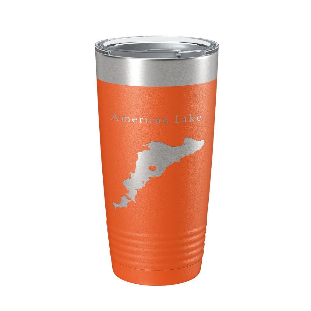 American Lake Map Tumbler Travel Mug Insulated Laser Engraved Coffee Cup Washington 20 oz