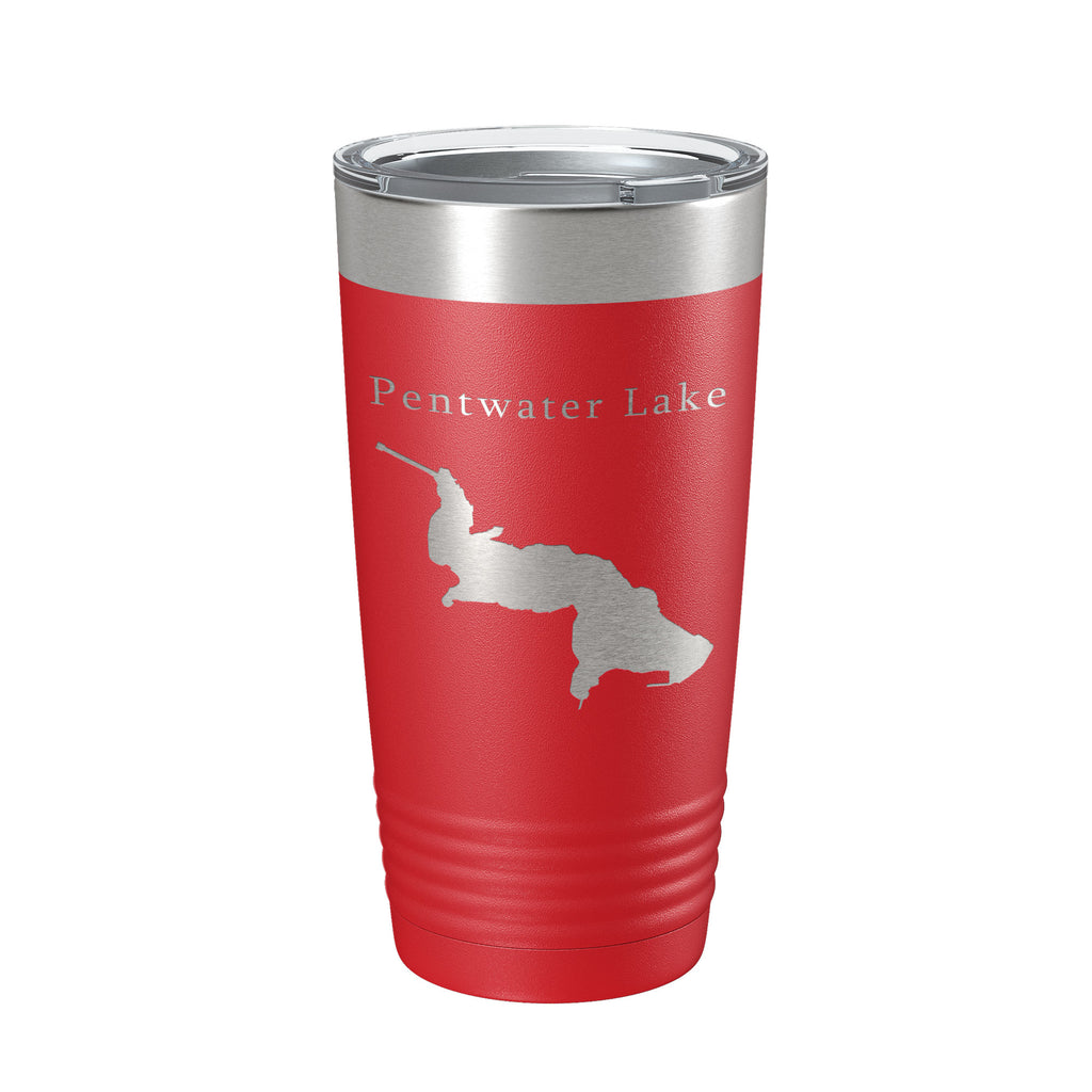 Pentwater Lake Map Tumbler Travel Mug Insulated Laser Engraved Coffee Cup Michigan 20 oz