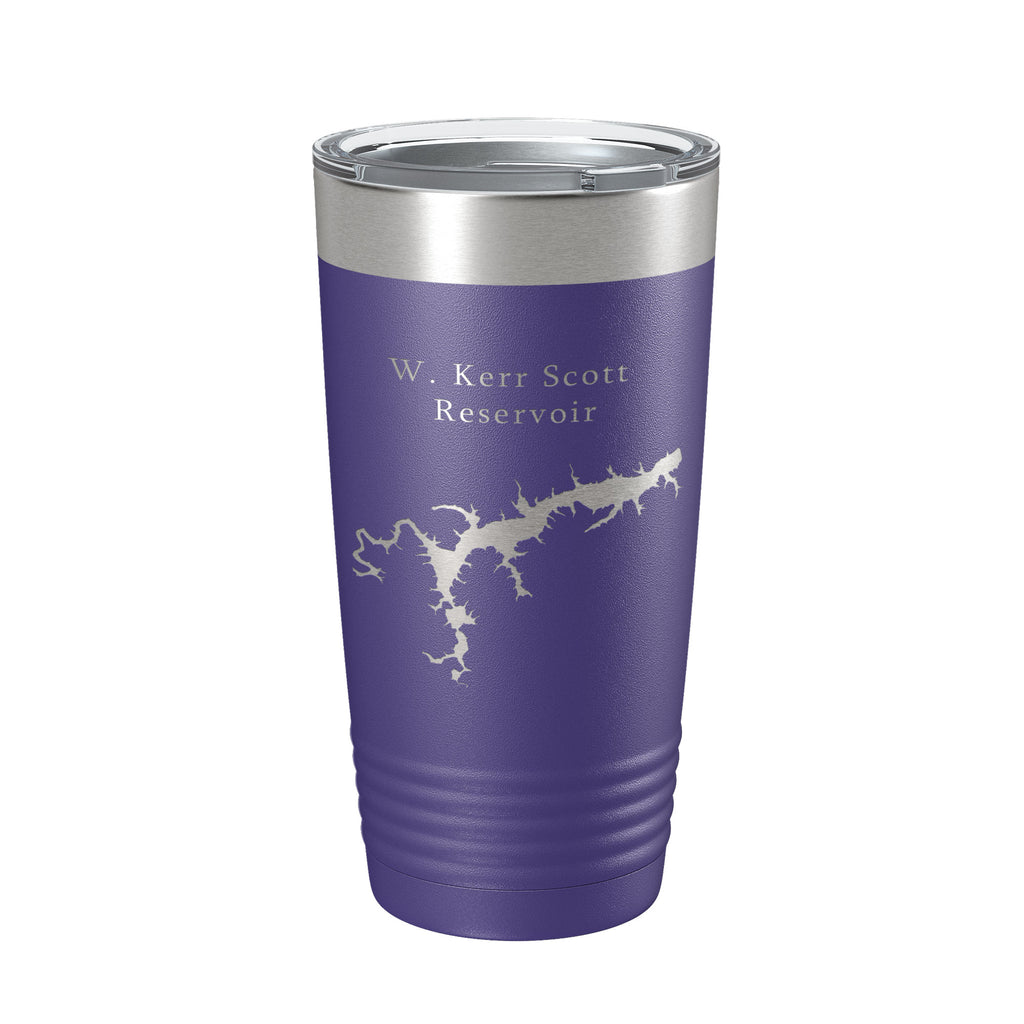 W. Kerr Scott Reservoir Tumbler Lake Map Travel Mug Insulated Laser Engraved Coffee Cup North Carolina 20 oz