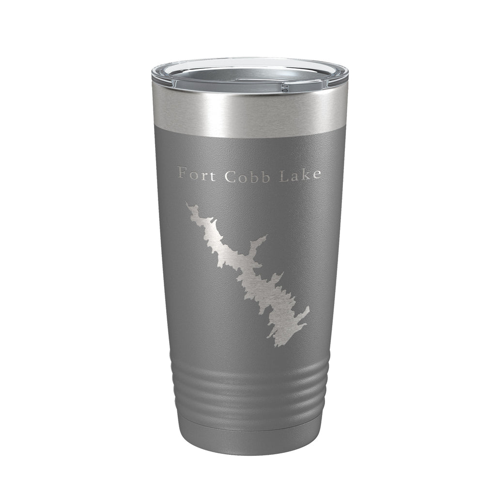 Fort Cobb Lake Map Tumbler Travel Mug Insulated Laser Engraved Coffee Cup Oklahoma 20 oz