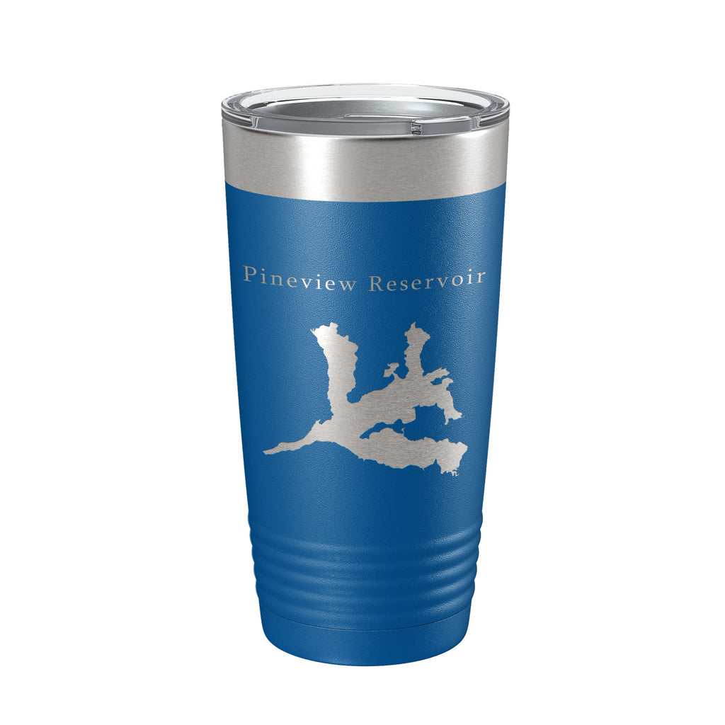 Pineview Reservoir Tumbler Lake Map Travel Mug Insulated Laser Engraved Coffee Cup Utah 20 oz