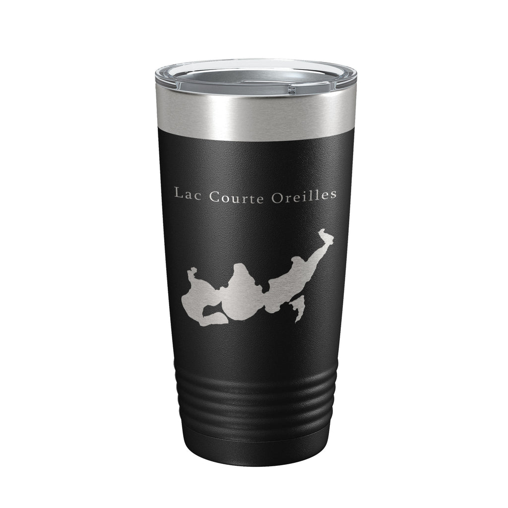 Lac Courte Oreilles Tumbler Lake Map Travel Mug Insulated Laser Engraved Coffee Cup Wisconsin 20 oz