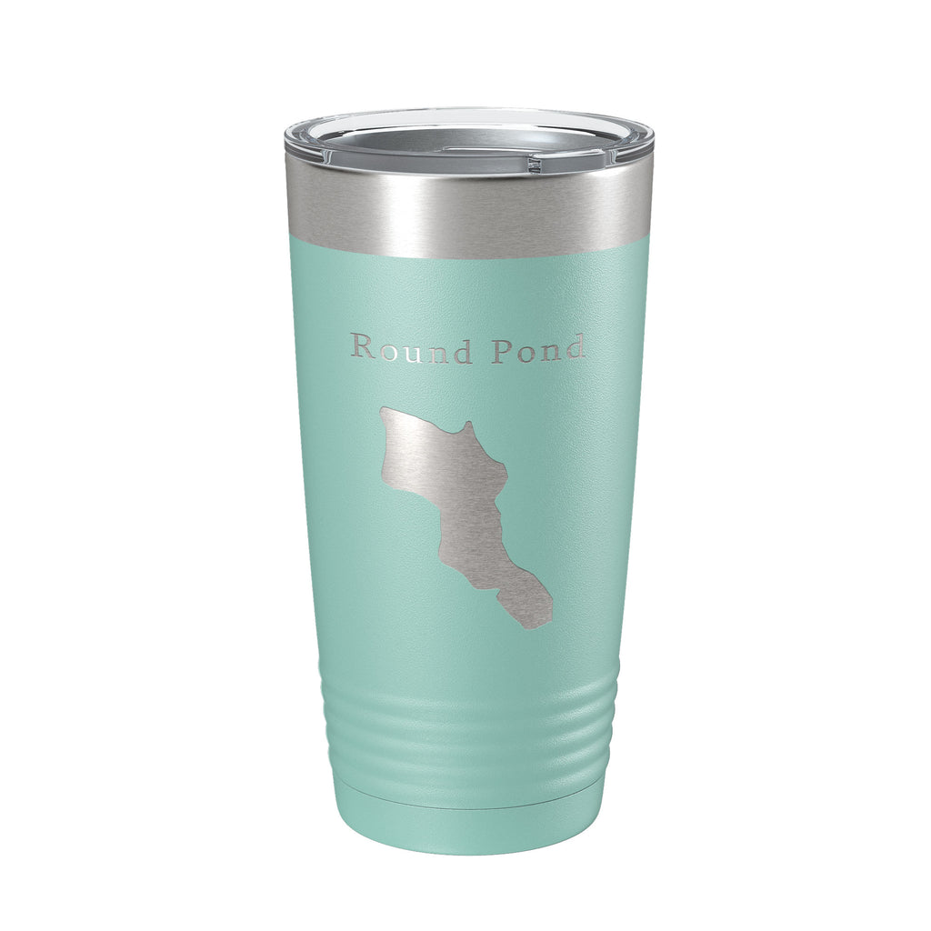 Round Pond Tumbler Lake Map Travel Mug Insulated Laser Engraved Coffee Cup Acadia Maine 20 oz