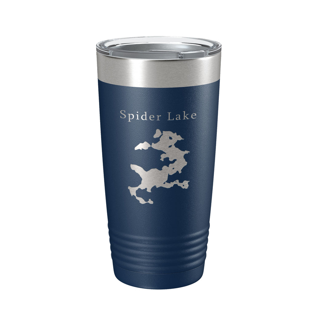 Spider Lake Map Tumbler Travel Mug Insulated Laser Engraved Coffee Cup Michigan 20 oz