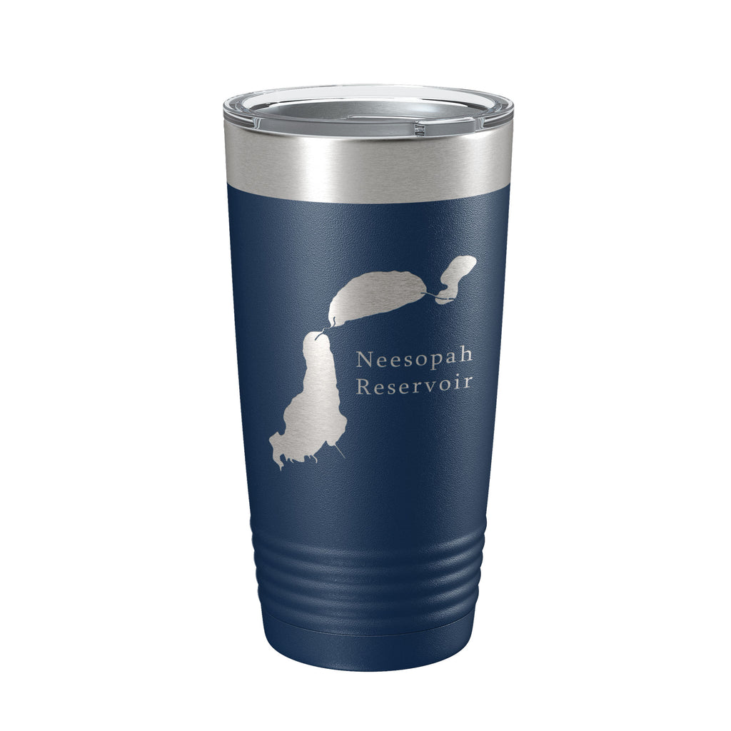 Neesopah Reservoir Tumbler Lake Map Travel Mug Insulated Laser Engraved Coffee Cup Colorado 20 oz