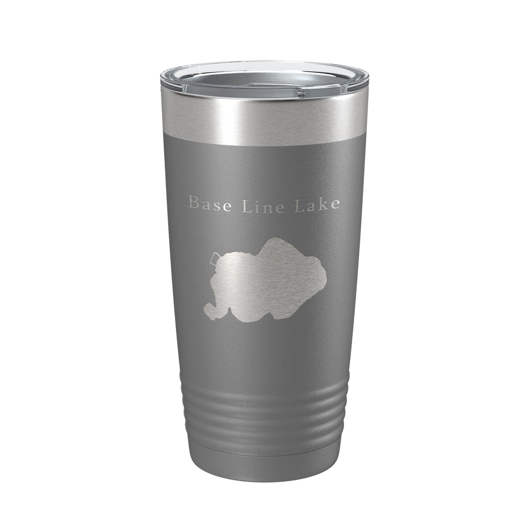 Base Line Lake Map Tumbler Travel Mug Insulated Laser Engraved Coffee Cup Huron River Chain of Lakes Michigan 20 oz