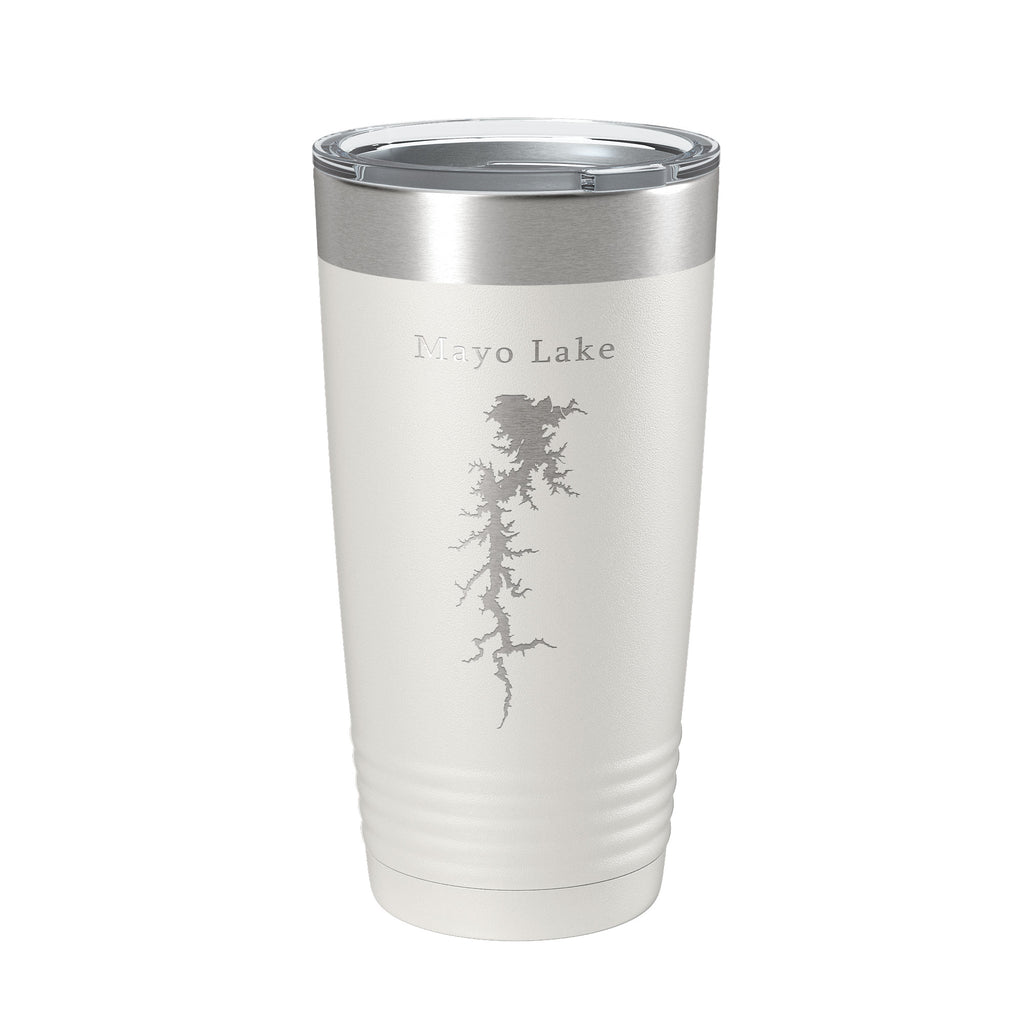 Mayo Lake Map Tumbler Travel Mug Insulated Laser Engraved Coffee Cup North Carolina 20 oz