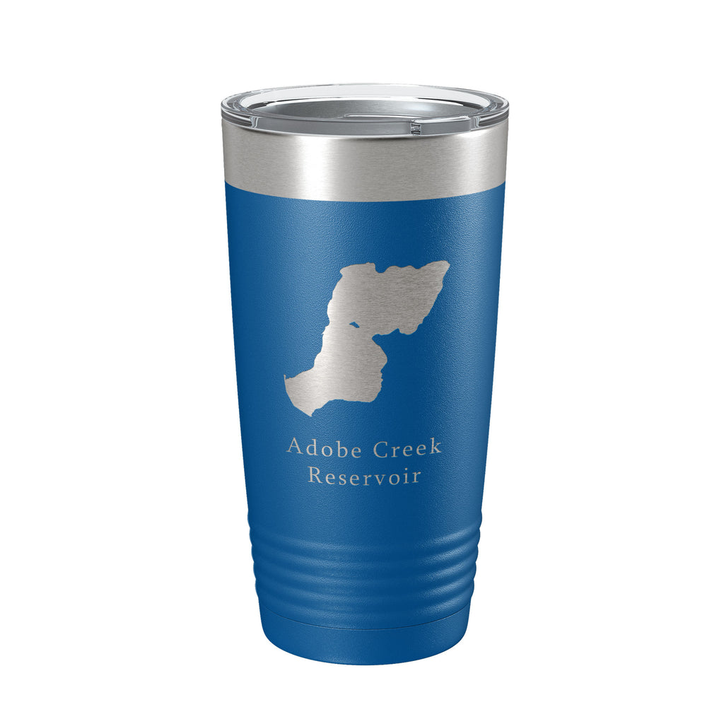 Adobe Creek Reservoir Tumbler Lake Map Travel Mug Insulated Laser Engraved Coffee Cup Colorado 20 oz