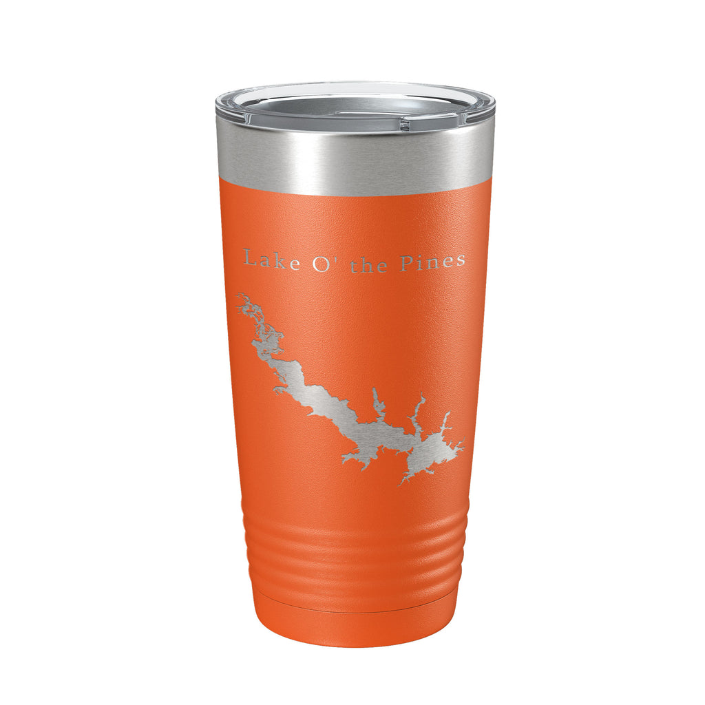 Lake O' the Pines Map Tumbler Travel Mug Insulated Laser Engraved Coffee Cup Texas 20 oz