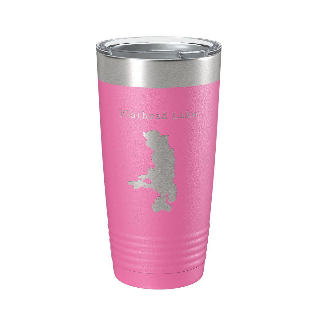 Flathead Lake Map Tumbler Travel Mug Insulated Laser Engraved Coffee Cup Missoula Montana 20 oz