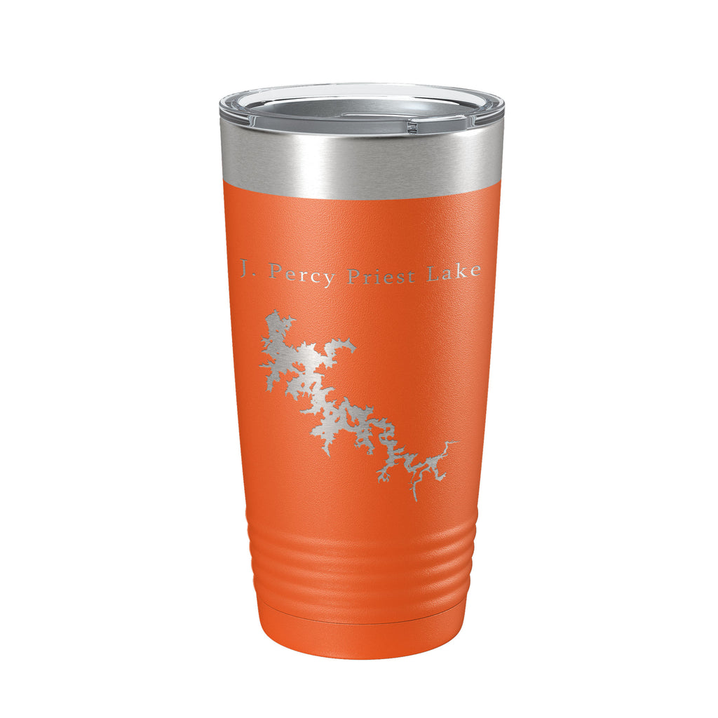 J. Percy Priest Lake Map Tumbler Travel Mug Insulated Laser Engraved Coffee Cup Tennessee 20 oz