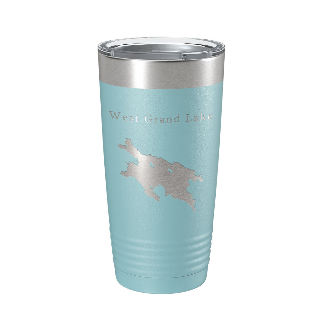 West Grand Lake Map Tumbler Travel Mug Insulated Laser Engraved Coffee Cup Maine 20 oz