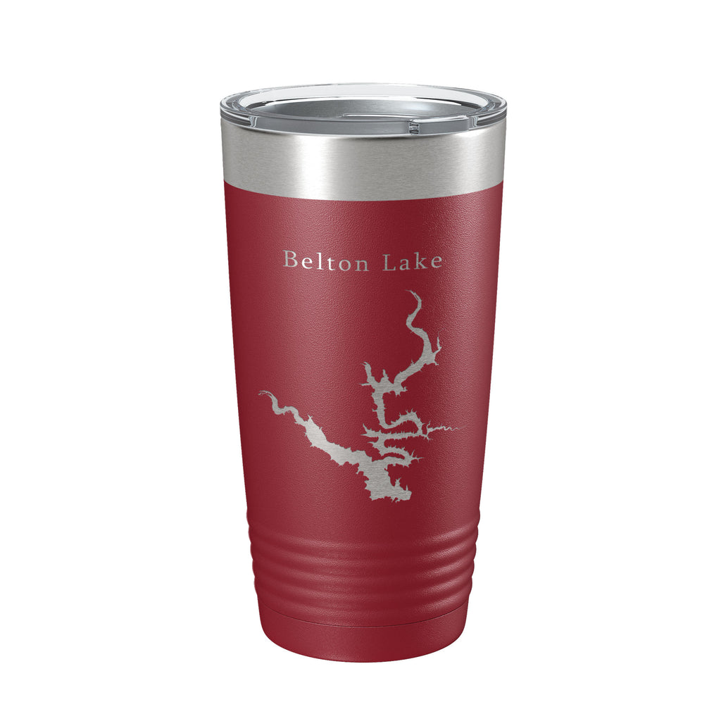 Belton Lake Map Tumbler Travel Mug Insulated Laser Engraved Coffee Cup Texas 20 oz