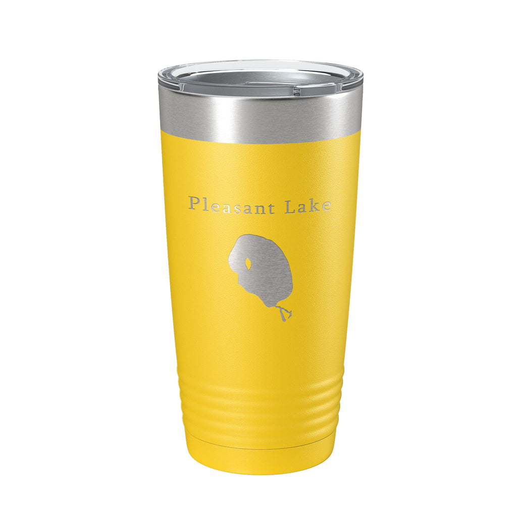 Pleasant Lake Map Tumbler Travel Mug Insulated Laser Engraved Coffee Cup Michigan 20 oz