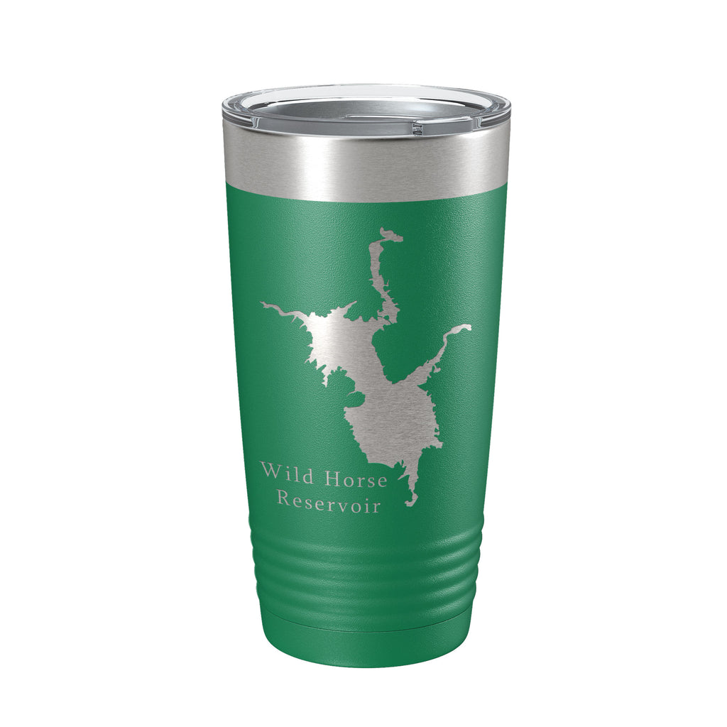 Wild Horse Reservoir Tumbler Lake Map Travel Mug Insulated Laser Engraved Coffee Cup Nevada 20 oz