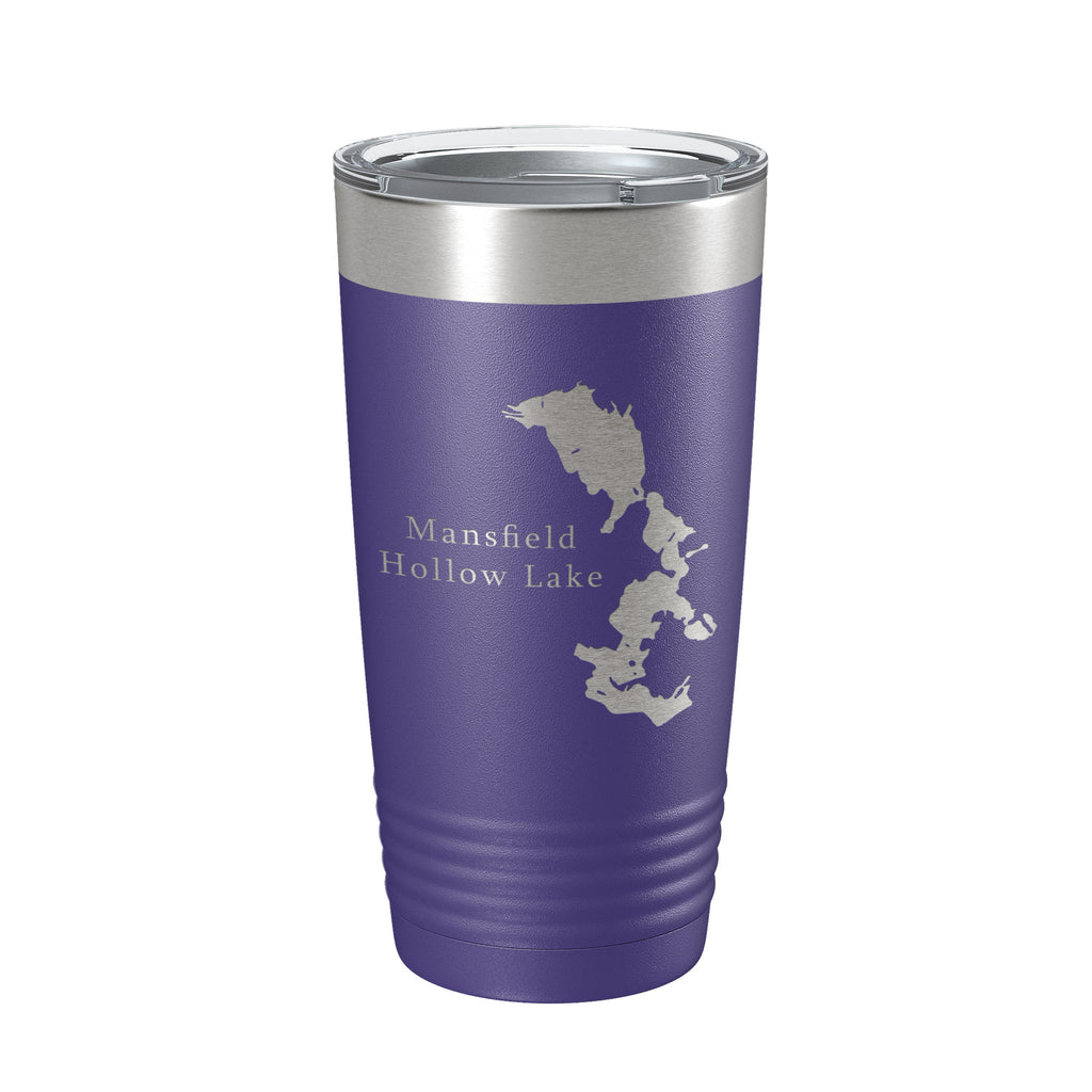 Mansfield Hollow Lake Map Tumbler Travel Mug Insulated Laser Engraved Coffee Cup Connecticut 20 oz