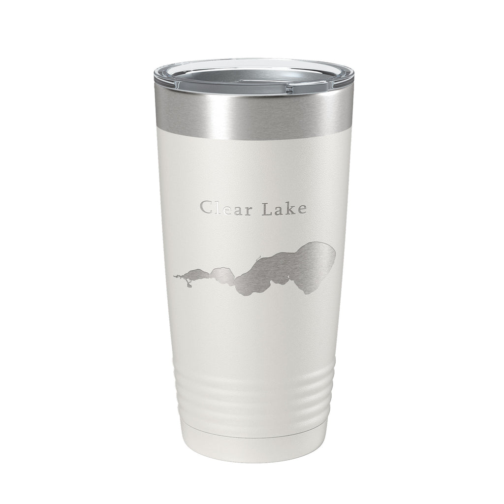 Clear Lake Map Tumbler Travel Mug Insulated Laser Engraved Coffee Cup Iowa 20 oz