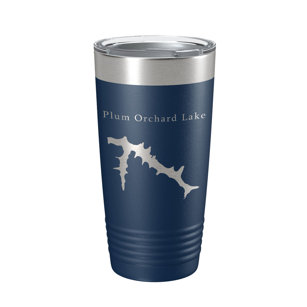 Plum Orchard Lake Map Tumbler Travel Mug Insulated Laser Engraved Coffee Cup West Virginia 20 oz