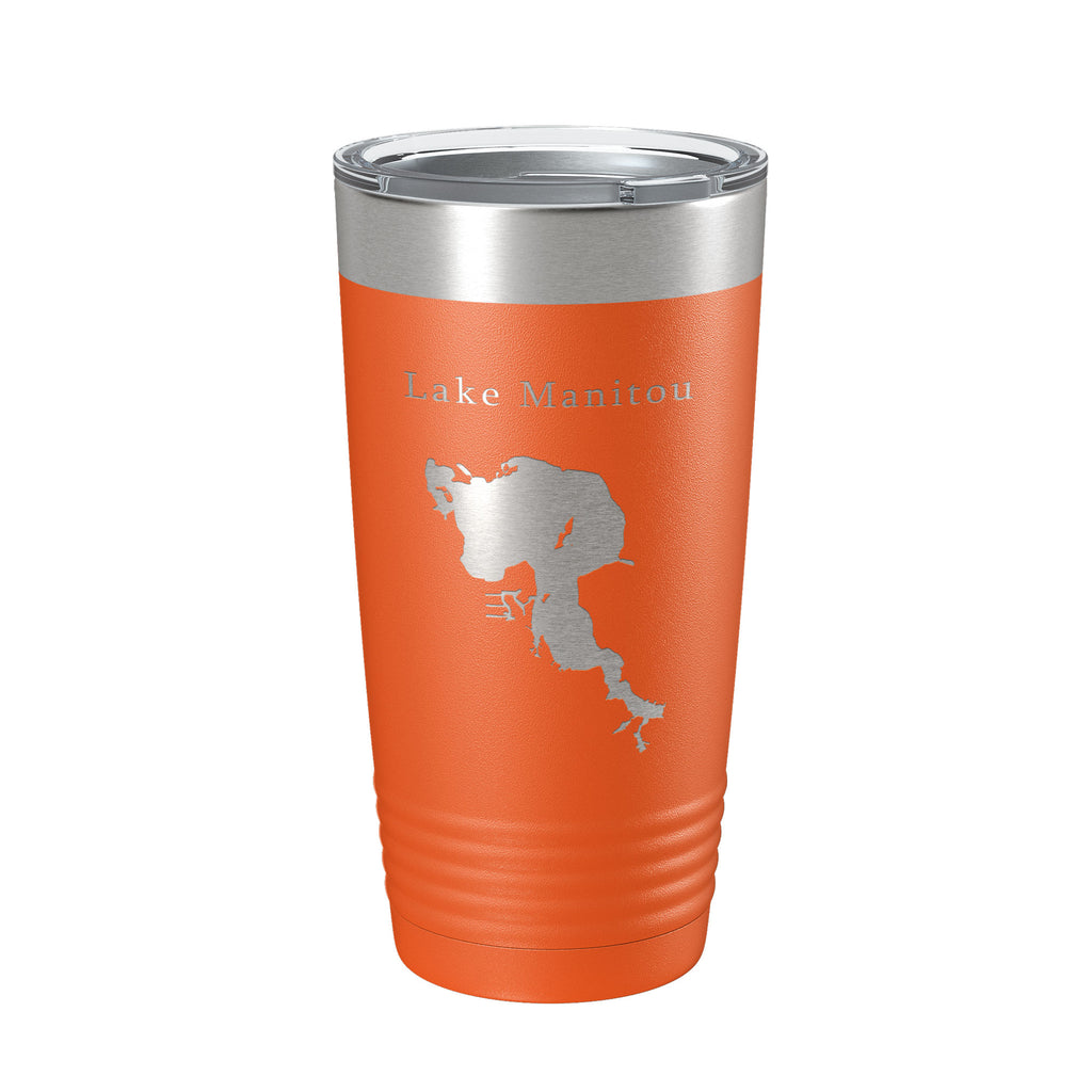 Lake Manitou Map Tumbler Travel Mug Insulated Laser Engraved Coffee Cup Indiana 20 oz