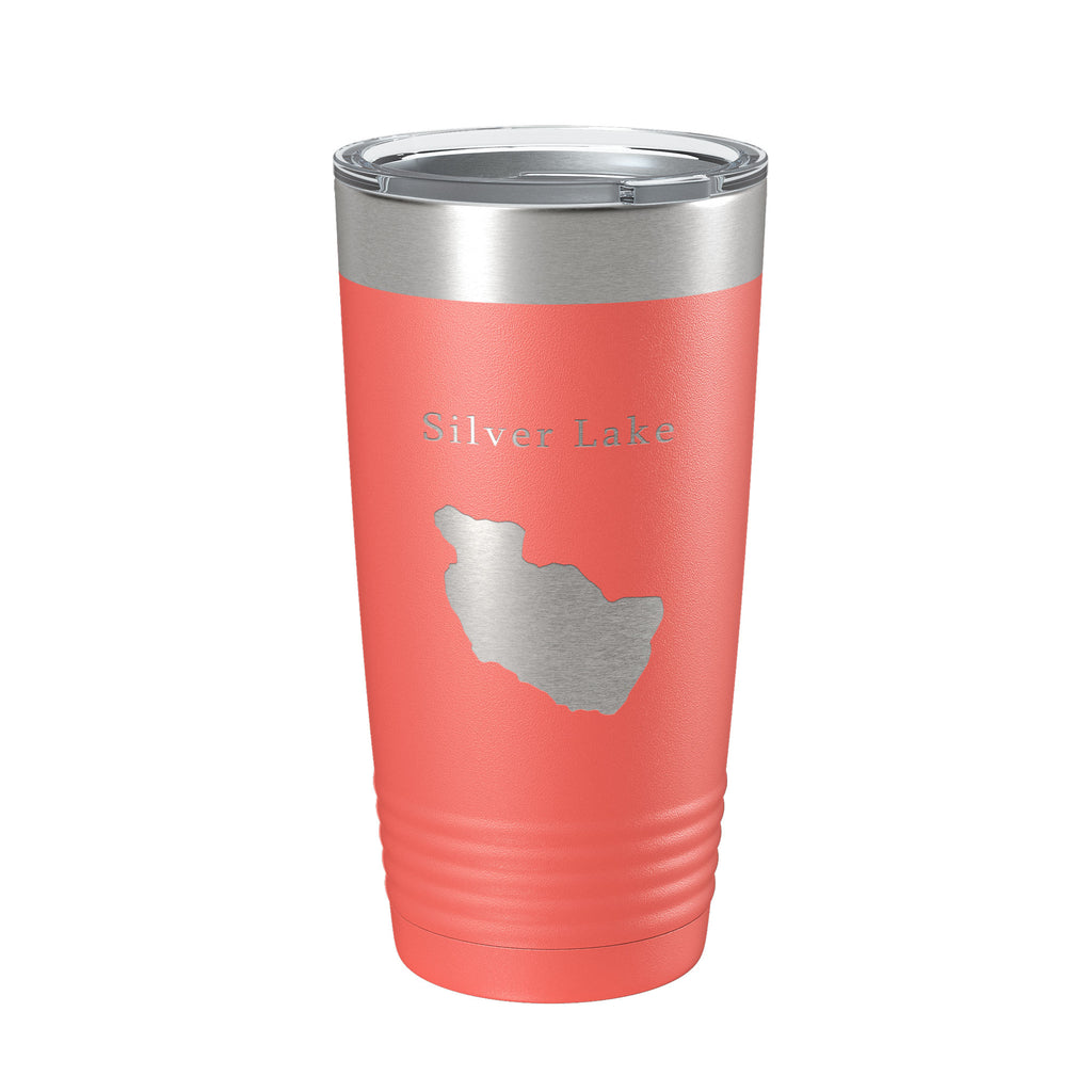 Silver Lake Map Tumbler Travel Mug Insulated Laser Engraved Coffee Cup Maine 20 oz