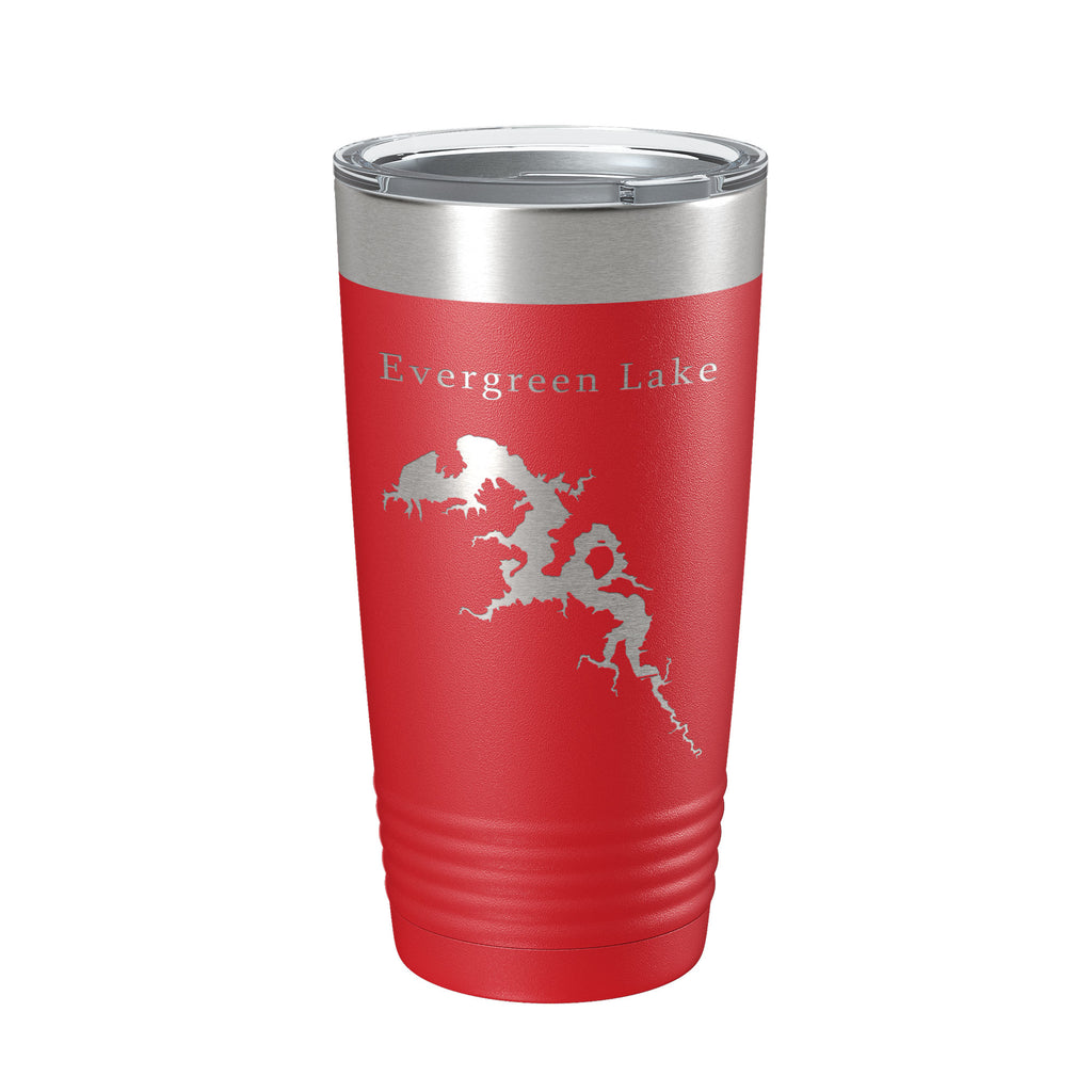 Evergreen Lake Map Tumbler Travel Mug Insulated Laser Engraved Coffee Cup Illinois 20 oz