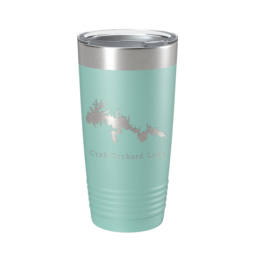 Crab Orchard Lake Map Tumbler Travel Mug Insulated Laser Engraved Coffee Cup Illinois 20 oz