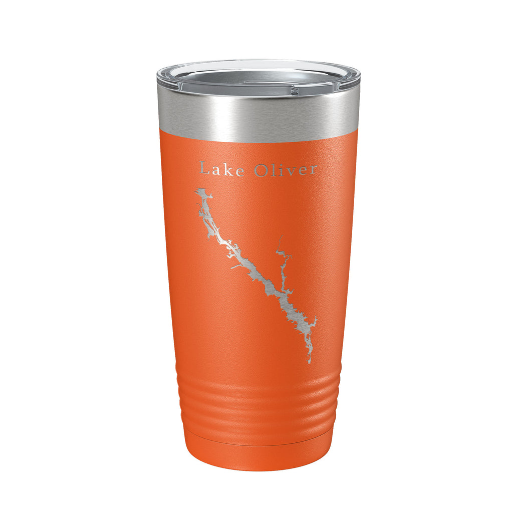 Lake Oliver Map Tumbler Travel Mug Insulated Laser Engraved Coffee Cup Alabama Georgia 20 oz