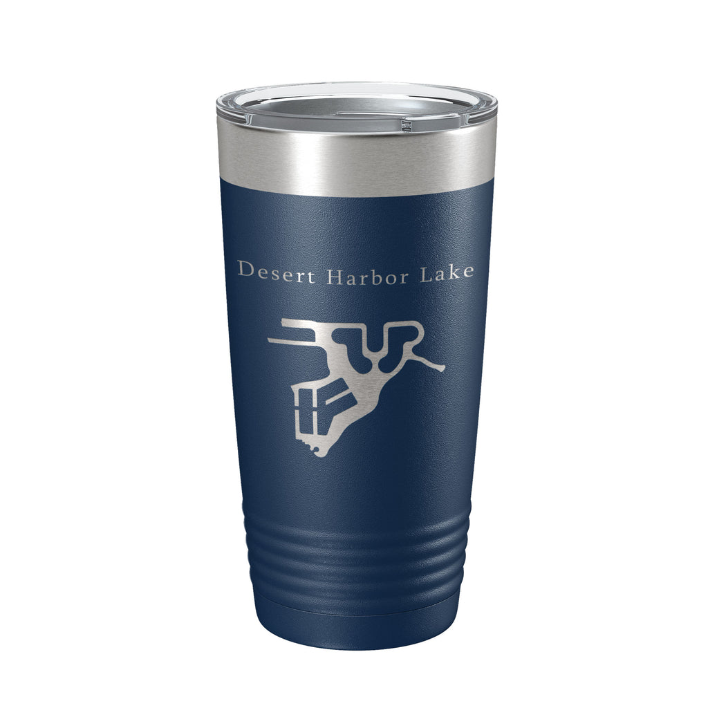 Desert Harbor Lake Map Tumbler Travel Mug Insulated Laser Engraved Coffee Cup Arizona 20 oz