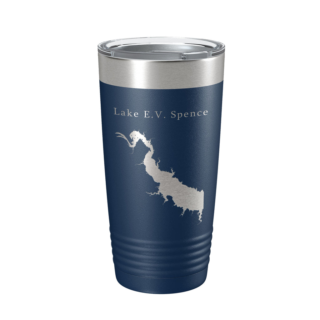 Lake E.V. Spence Reservoir Map Tumbler Travel Mug Insulated Laser Engraved Coffee Cup Texas 20 oz