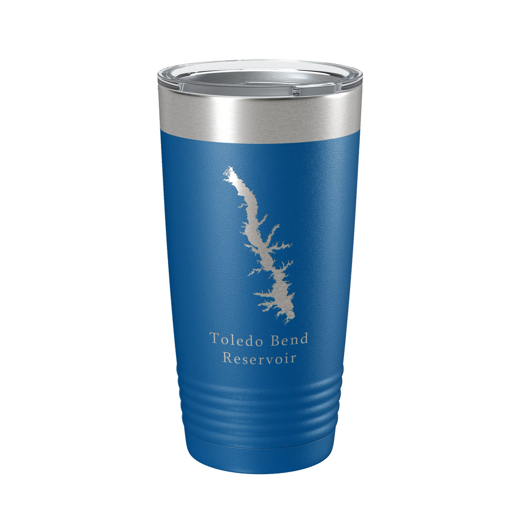 Toledo Bend Reservoir Tumbler Lake Map Travel Mug Insulated Laser Engraved Coffee Cup Louisiana Texas 20 oz