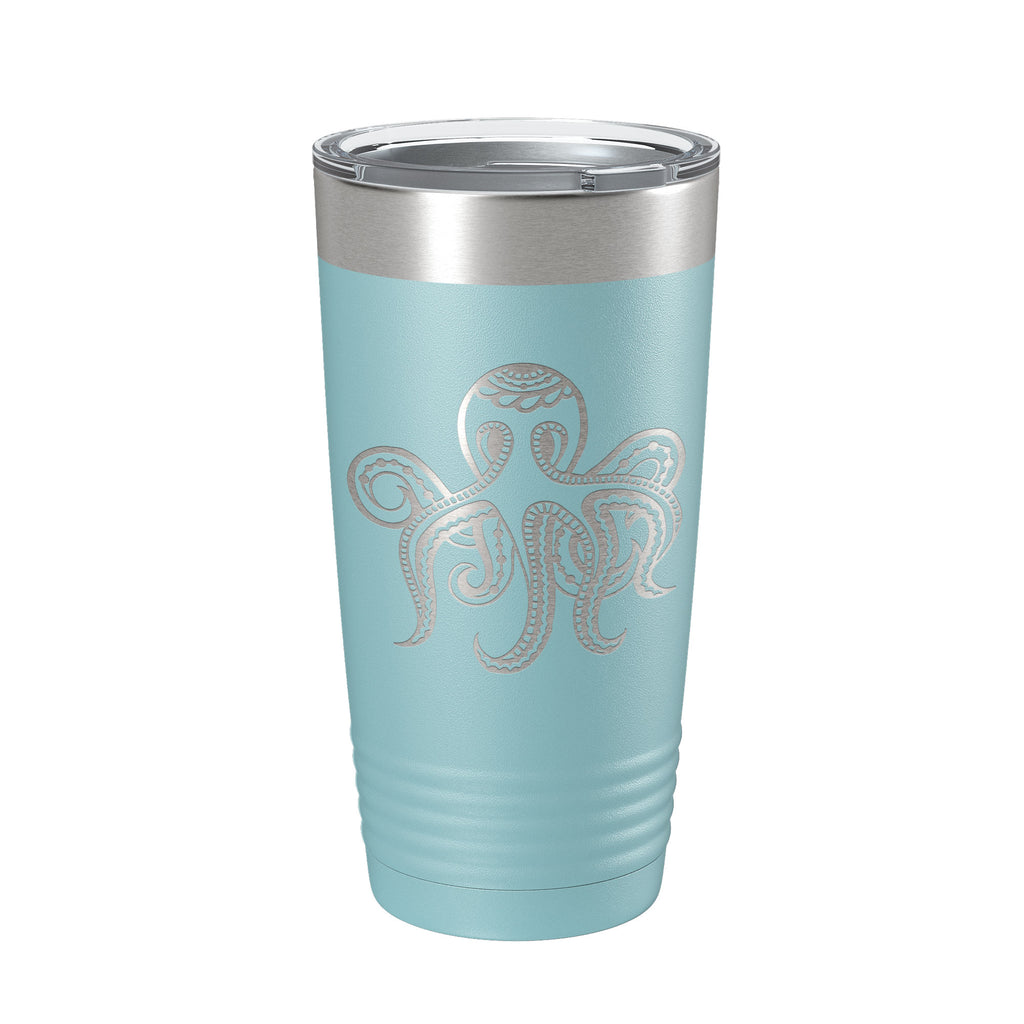 Octopus Tumbler Zentangle Travel Mug Insulated Laser Engraved Coffee Cup 20 oz