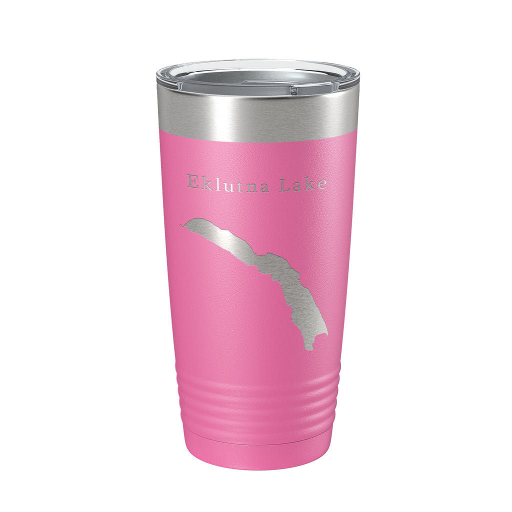 Eklutna Lake Map Tumbler Travel Mug Insulated Laser Engraved Coffee Cup Alaska 20 oz