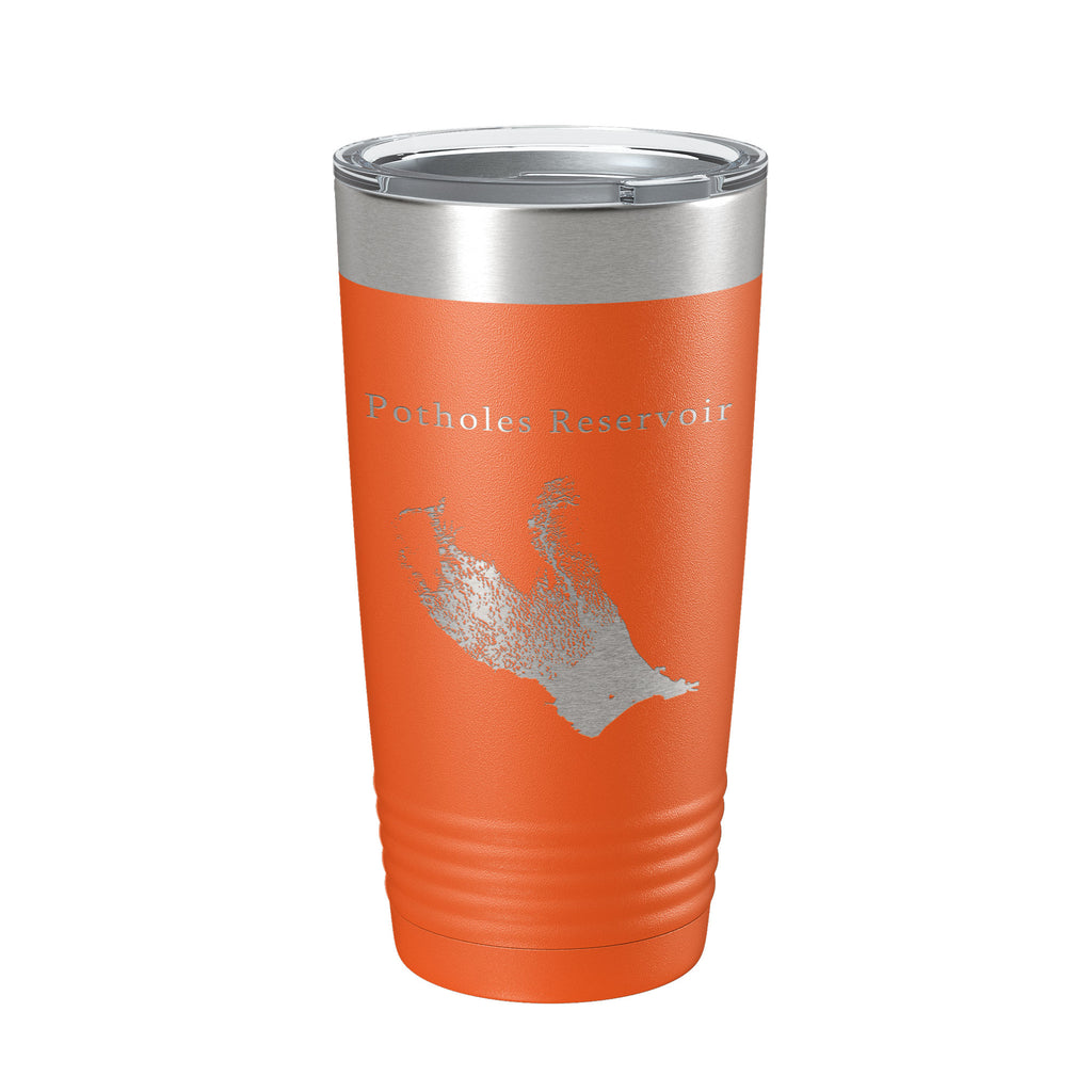 Potholes Reservoir Tumbler Lake Map Travel Mug Insulated Laser Engraved Coffee Cup Washington 20 oz