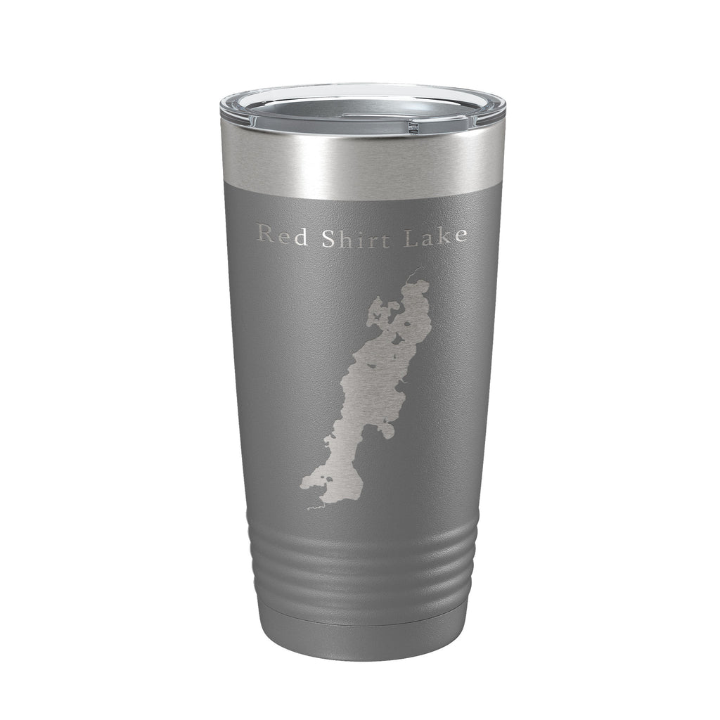 Red Shirt Lake Map Tumbler Travel Mug Insulated Laser Engraved Coffee Cup Alaska 20 oz