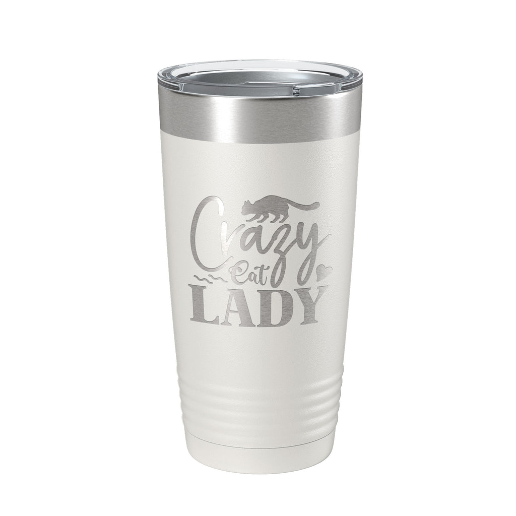 Crazy Cat Lady Tumbler Travel Mug Funny Cat Lover Gift Insulated Laser Engraved Coffee Cup 20 oz