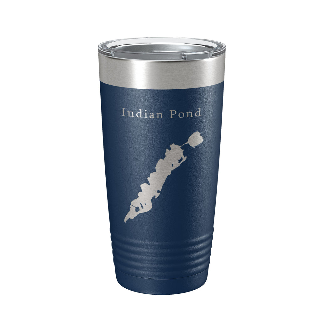 Indian Pond Tumbler Lake Map Travel Mug Insulated Laser Engraved Coffee Cup Maine 20 oz