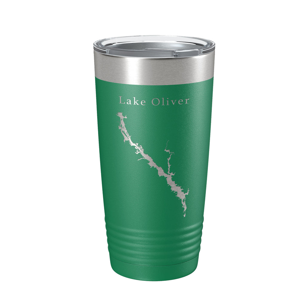 Lake Oliver Map Tumbler Travel Mug Insulated Laser Engraved Coffee Cup Alabama Georgia 20 oz