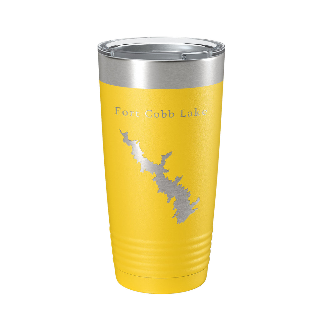 Fort Cobb Lake Map Tumbler Travel Mug Insulated Laser Engraved Coffee Cup Oklahoma 20 oz