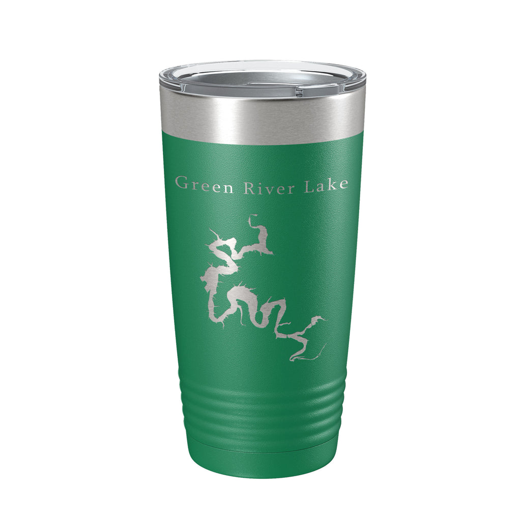 Green River Lake Map Tumbler Travel Mug Insulated Laser Engraved Coffee Cup Kentucky 20 oz