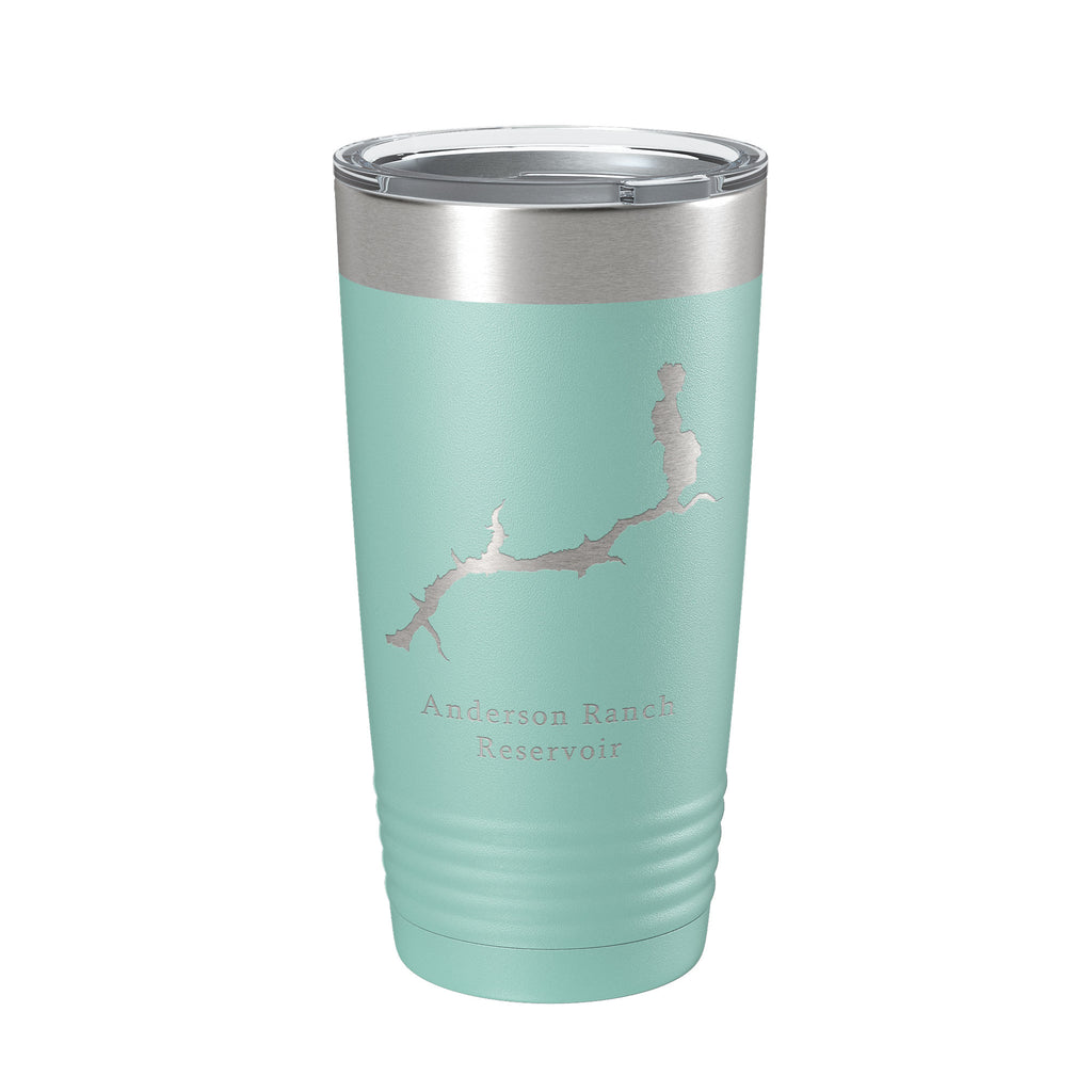 Anderson Ranch Reservoir Tumbler Lake Map Travel Mug Insulated Laser Engraved Coffee Cup South Fork Boise River Idaho 20 oz